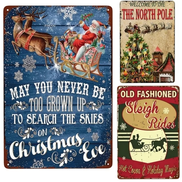 ONE Christmas Vintage Reproduction Metal Tin Sign 8X12". MESSAGE ME WITH… - Picture 3 of 11